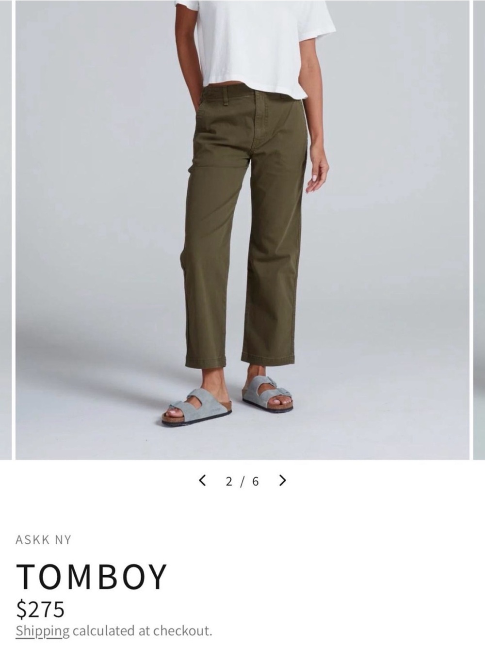 ASKK NY Tomboy pants in Olive